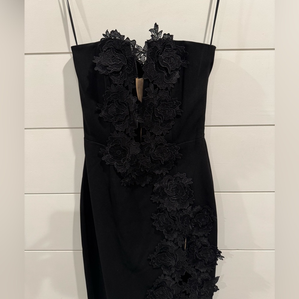 NWT Sau Lee black lace trim Florence gown - Picture 5 of 10